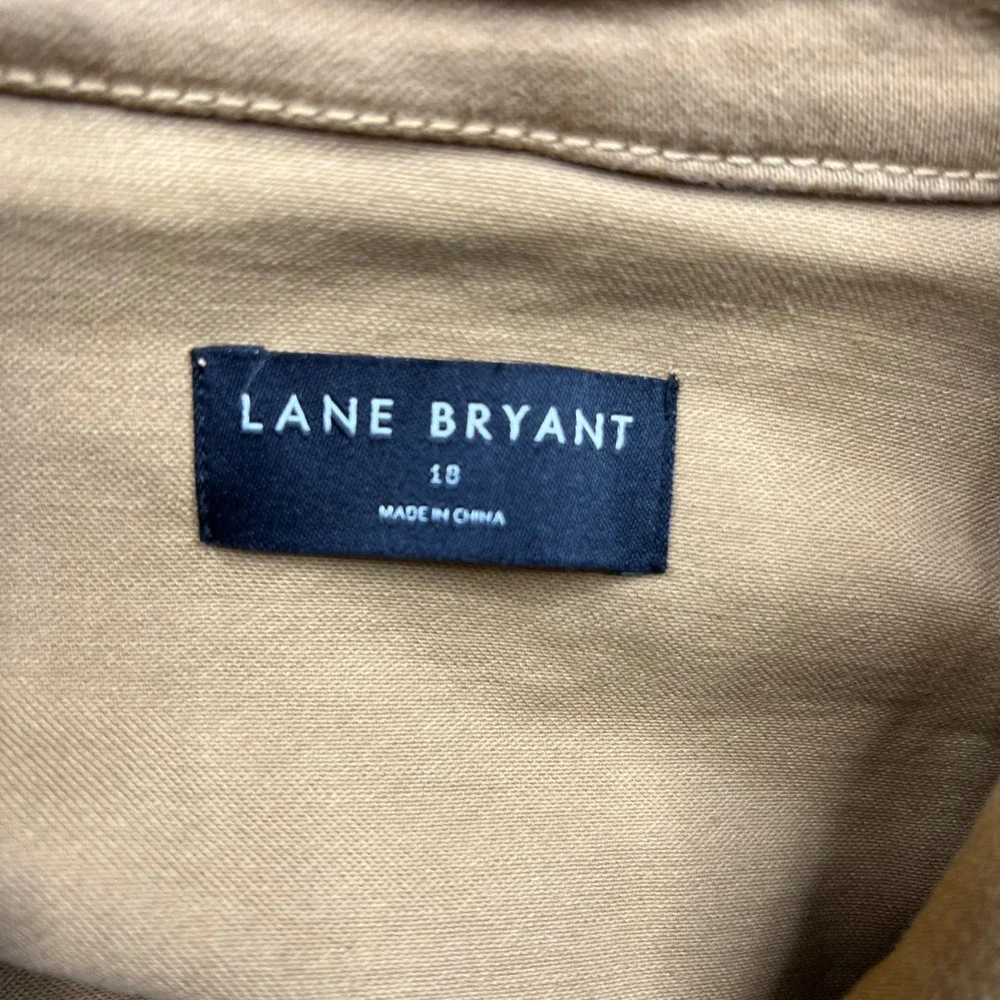 Lane Bryant Jacket Women 18 Tan Cropped Puff Shoulder Cotton Blend m91565